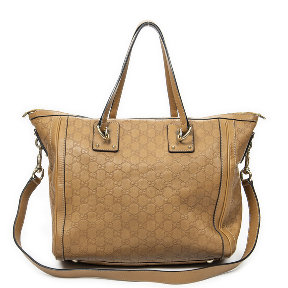 Gucci Tan Embossed Leather Shoulder Bag - Picture 5 of 10